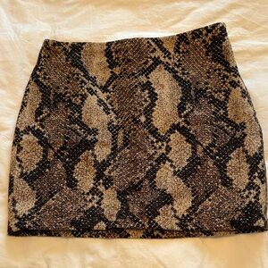 H&M Snake Print Mini Skirt in Brown and Black